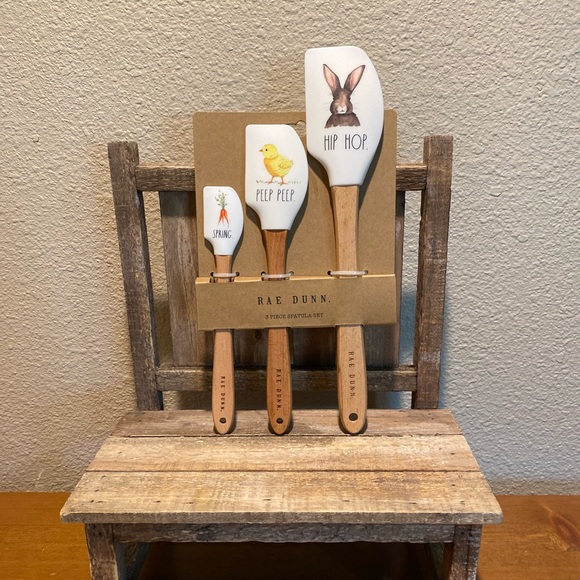 Rae Dunn Easter Spatulas, Spring Silicone Spatulas With Wooden Handles Set Of 3 - Picture 2 of 15